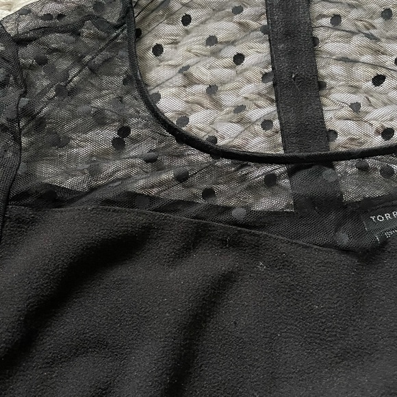 Torrid Blouse with Sweetheart Neckline and Polka Dot Yoke and Cap Sleeves - Picture 2 of 3